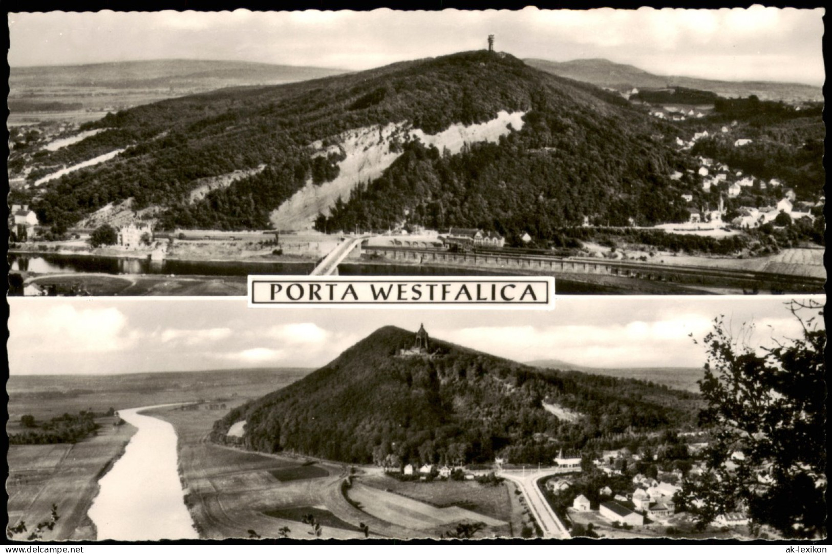 Porta Westfalica Stadtteilansichten, Jakobsberg Mit Fernsehturm, 2-Bild-AK 1965 - Porta Westfalica