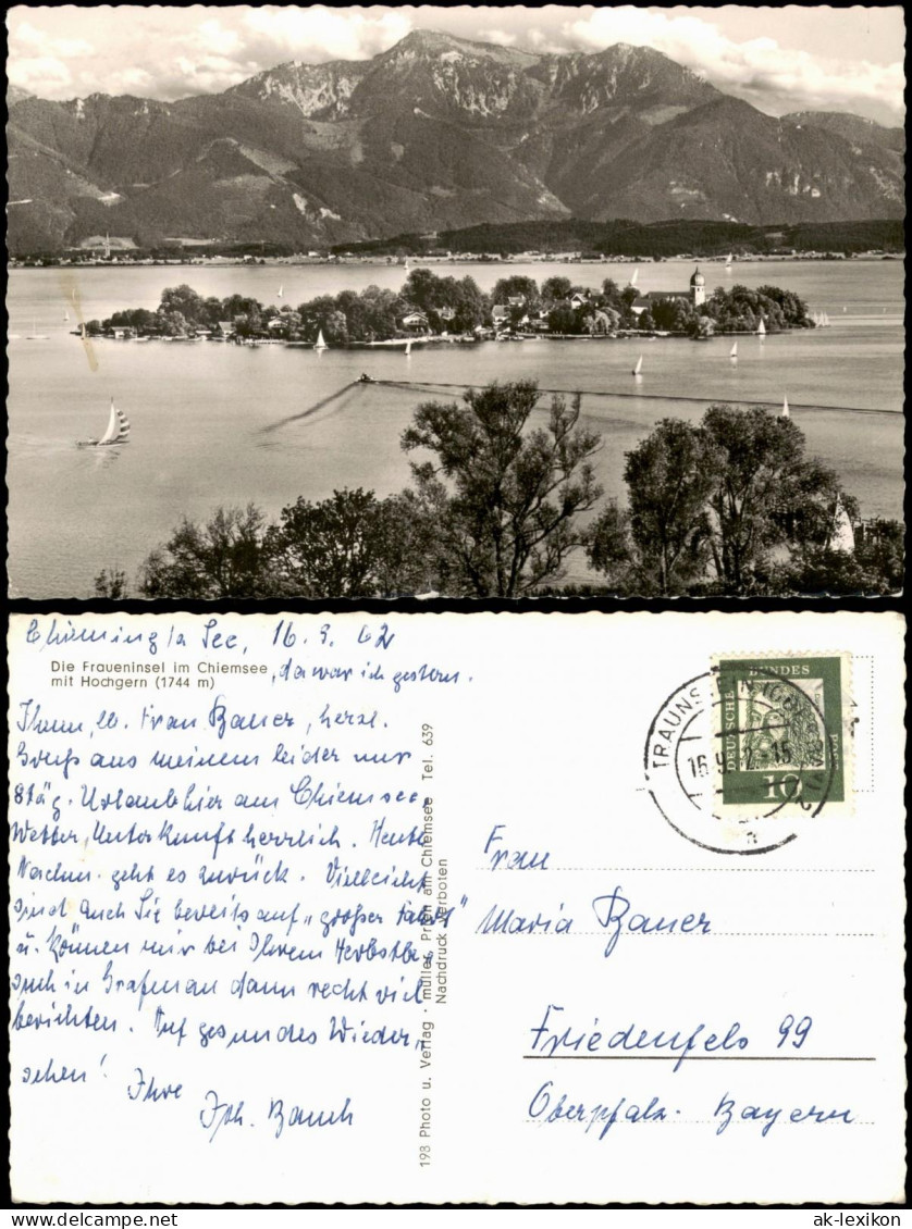 Ansichtskarte Chiemsee Fraueninsel Im Chiemsee; Alpen Blick 1962 - Chiemgauer Alpen
