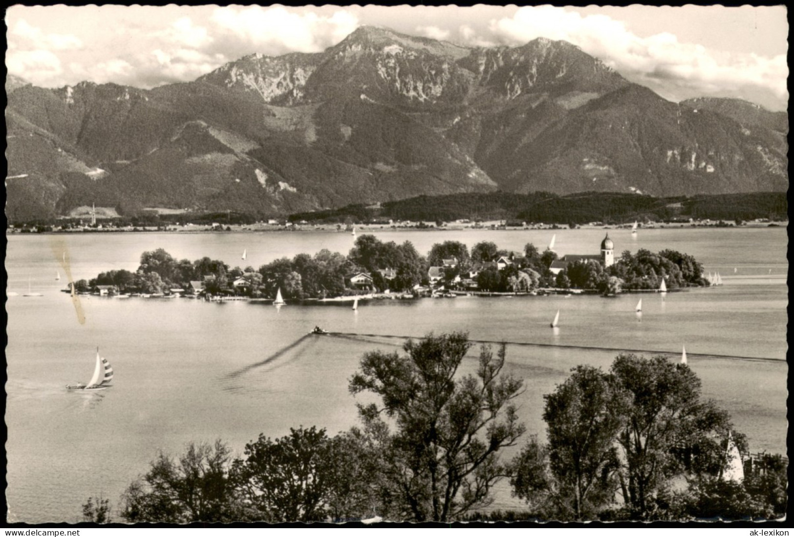 Ansichtskarte Chiemsee Fraueninsel Im Chiemsee; Alpen Blick 1962 - Chiemgauer Alpen