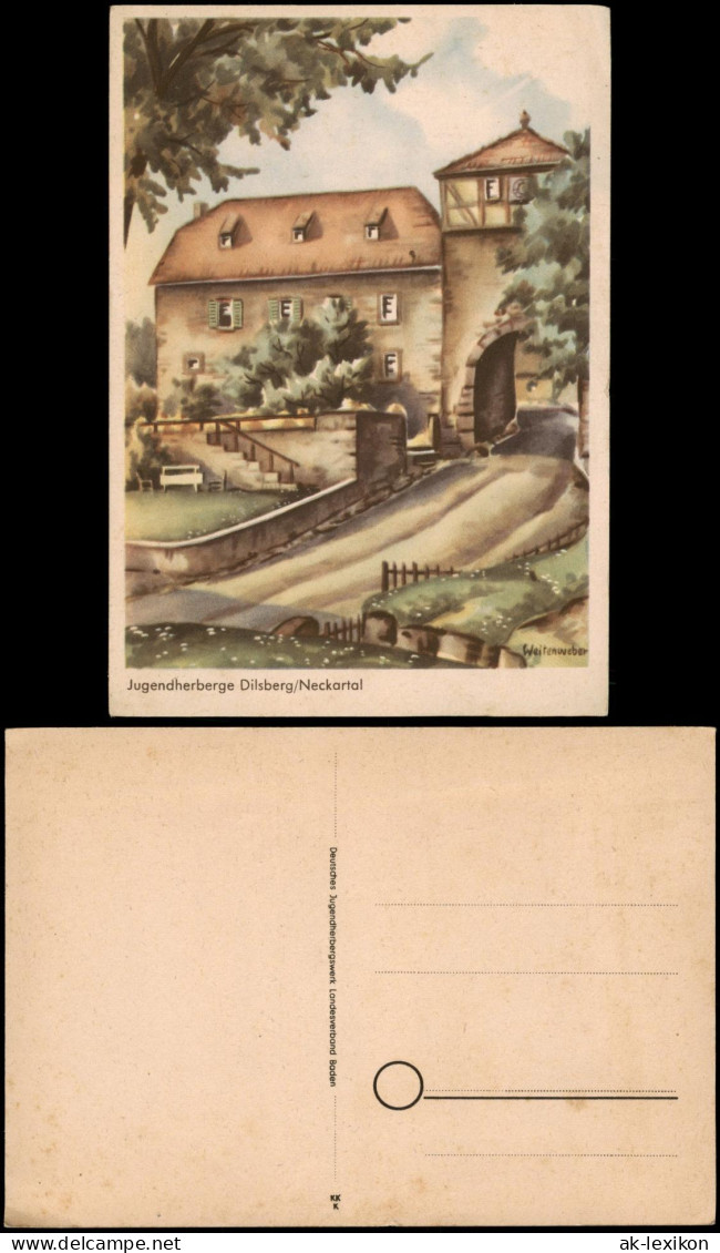 Dilsberg-Neckargemünd Jugendherberge Dilsberg/Neckartal, Künstlerkarte 1950 - Neckargemünd