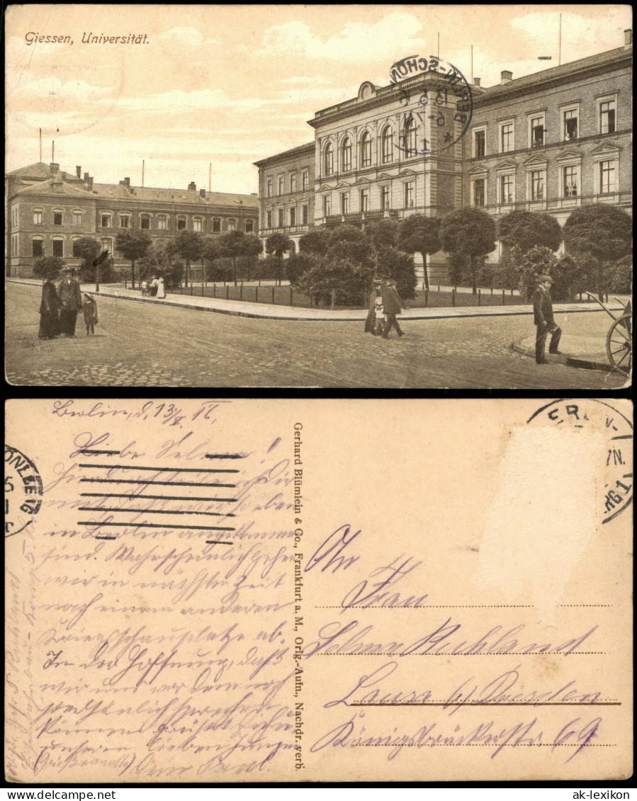 Ansichtskarte Gießen Universität, Straßenpartie 1916 - Giessen