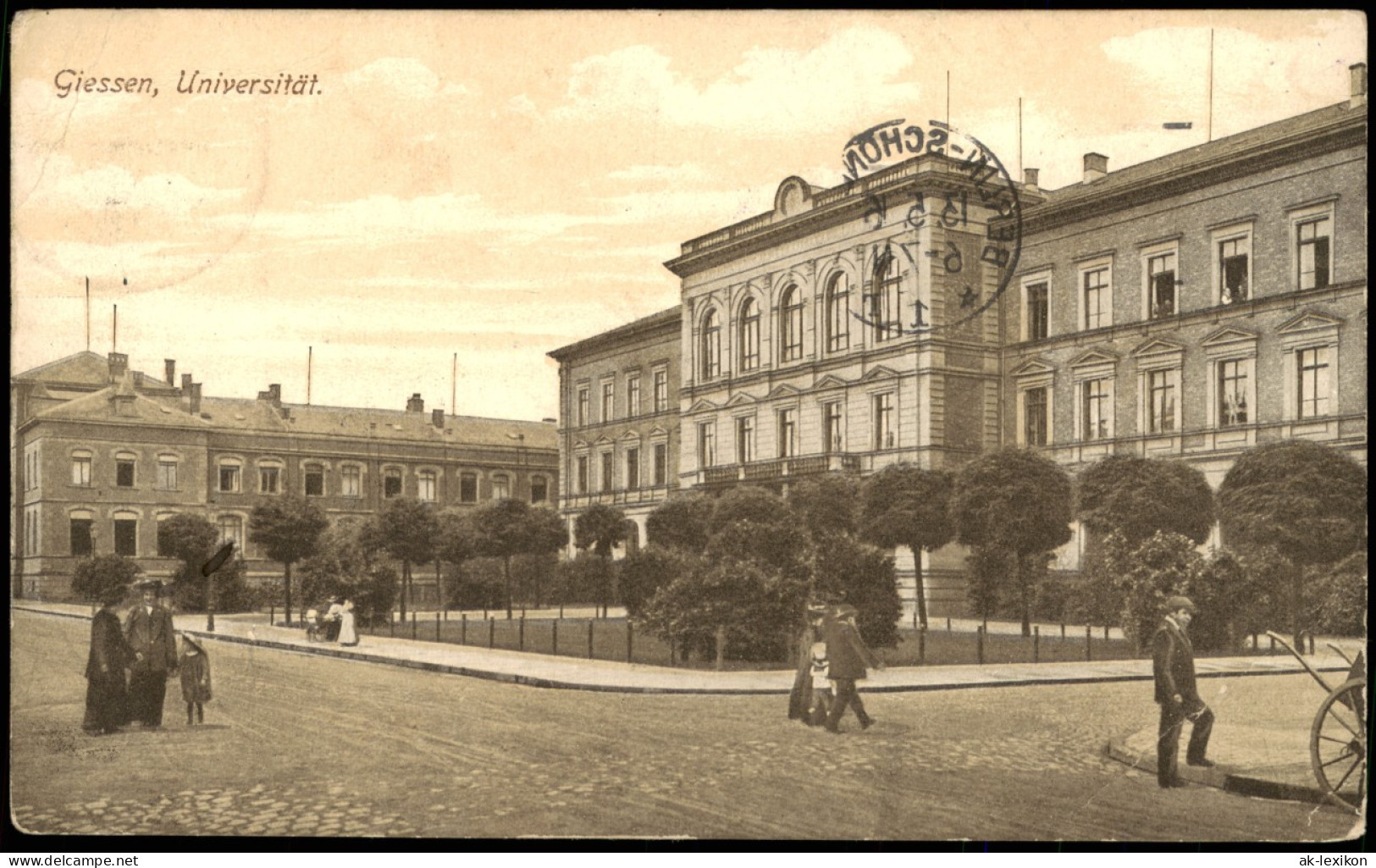 Ansichtskarte Gießen Universität, Straßenpartie 1916 - Giessen