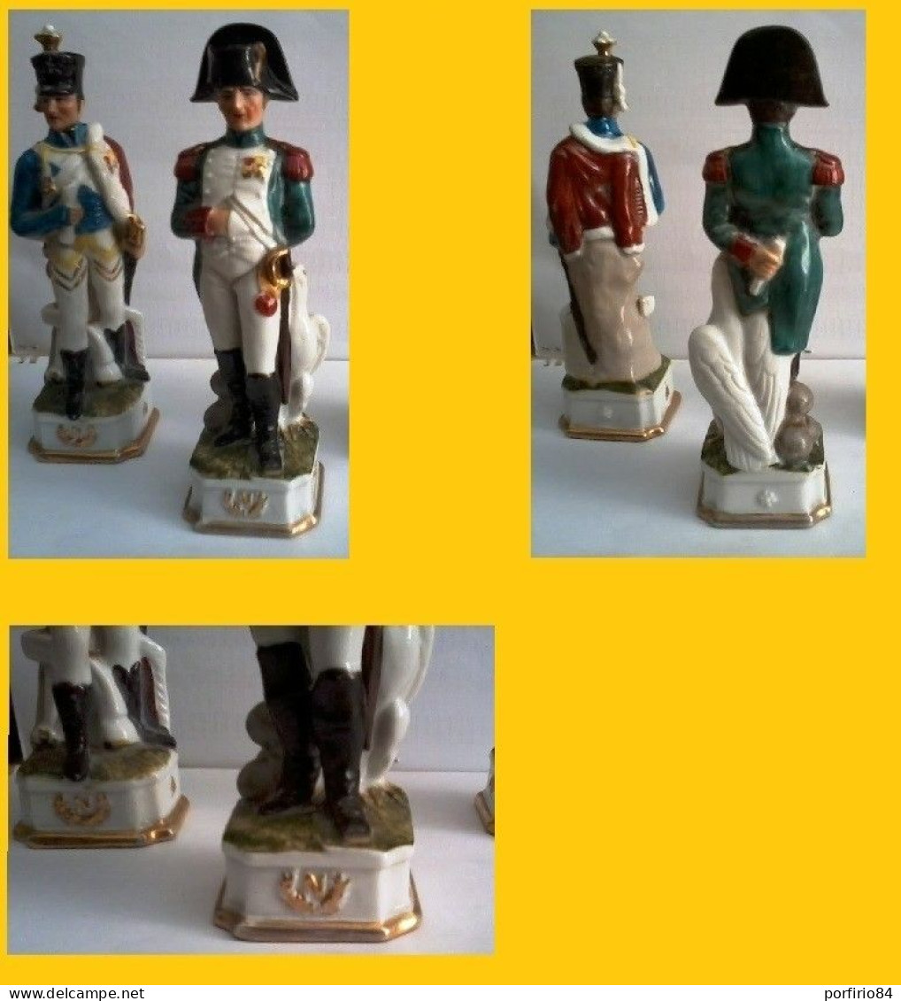 VINTAGE LOTTO 2 STATUETTE IN PORCELLANA NAPOLEONE + 1 UFFICIALE FRANCESE - Capodimonte (ITA)