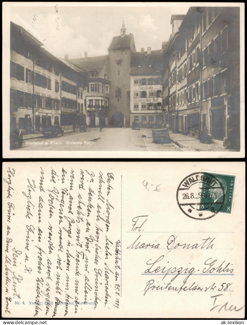 Waldshut Tiengen Unteres Tor, Straßenpartie - Gasthaus Rheinischer Hof 1929 - Waldshut-Tiengen