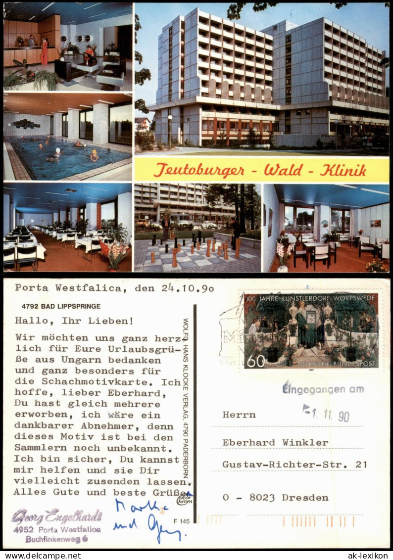 Bad Lippspringe Mehrbildkarte Mit Wald-Klinik, Innen/Außen, Großschach 1990 - Bad Lippspringe