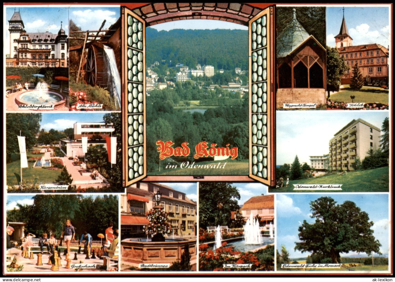 Bad König Mehrbild-AK U.a. Großschach, Kurpark, Brunnen Uvm. 1990 - Bad Koenig