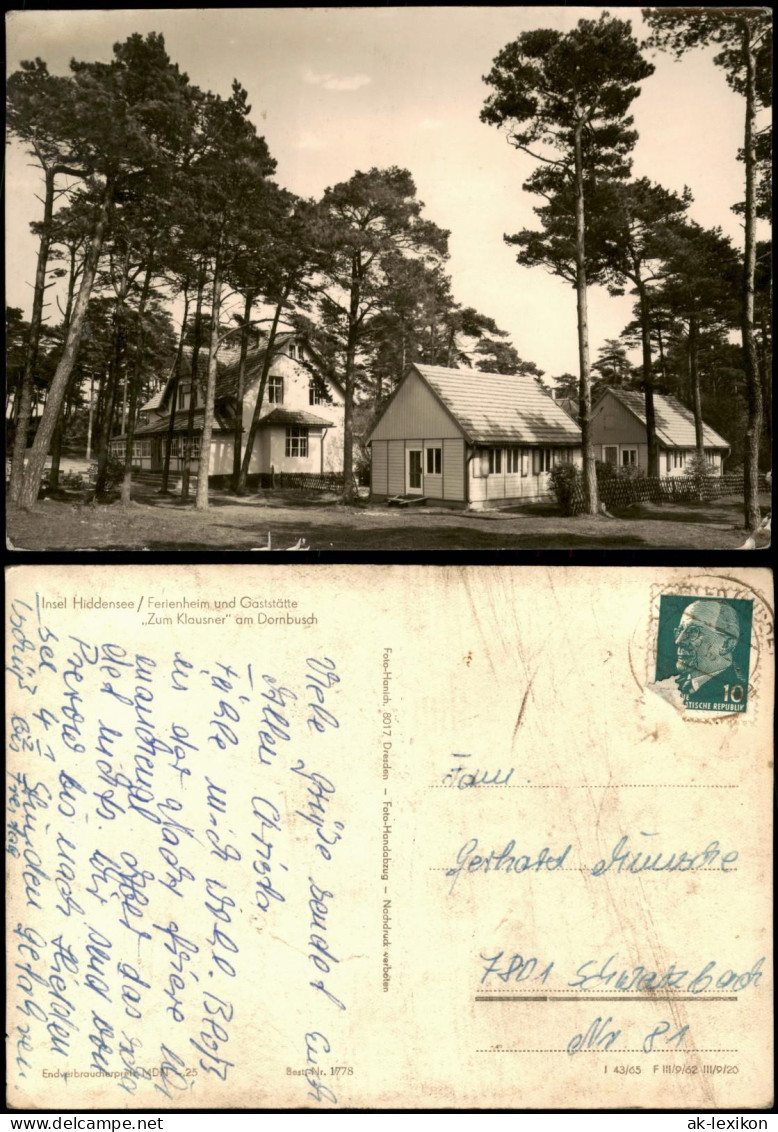 Hiddensee Hiddensjö Ferienheim Und Gaststätte Zum Klausner Am Dornbusch 1965 - Hiddensee