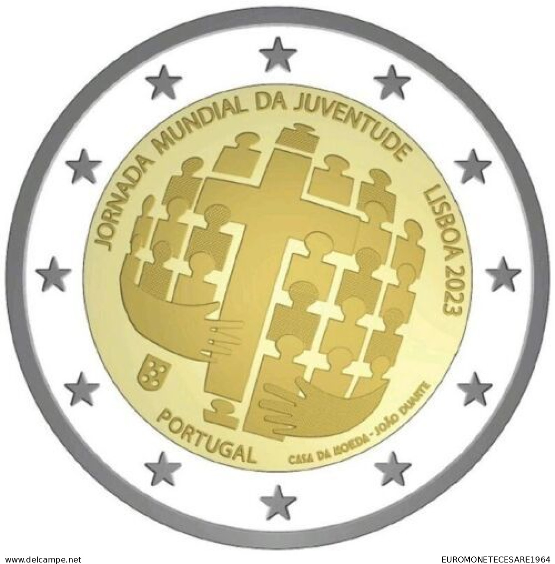 2 EURO PORTOGALLO 2023 COMMEMORATIVO GIORNATA GIOVENTU LISBONA FDC  UNC FROM ROLLS - Portogallo