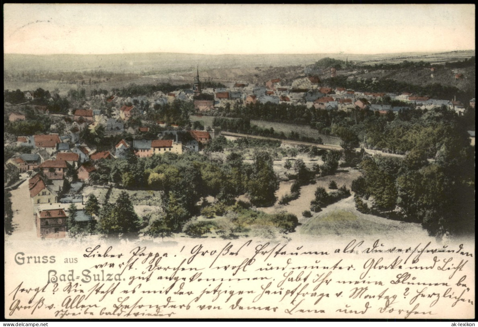 Ansichtskarte Bad Sulza Stadtpartie, Coloriert 1900  Gel. Gestempelt Ohne Marke - Bad Sulza