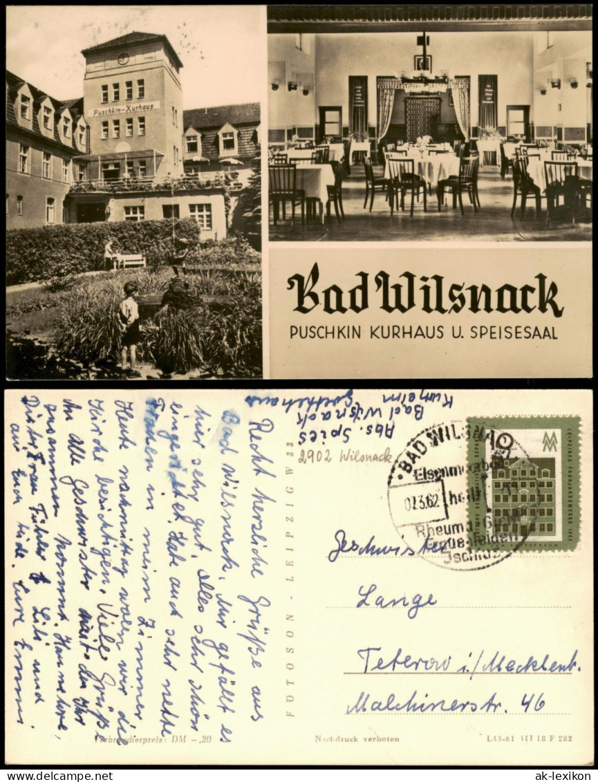 Ansichtskarte Bad Wilsnack Puschkin-Kurhaus Außen-/Innenansicht 1962 - Bad Wilsnack