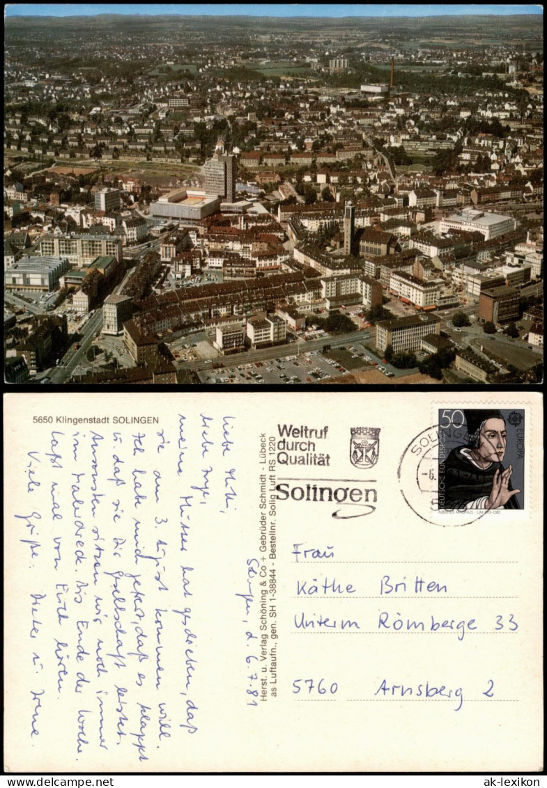 Ansichtskarte Solingen Luftbild Luftaufnahme Der Klingenstadt 1981 - Solingen