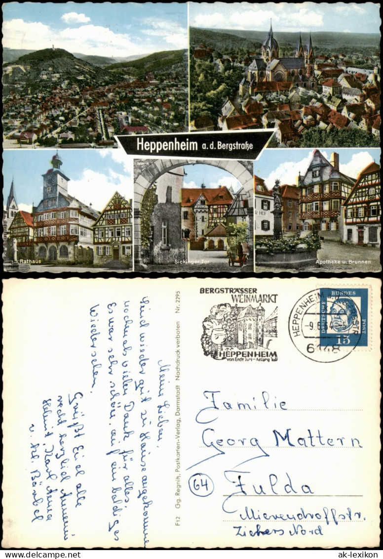 Ansichtskarte Heppenheim An Der Bergstraße Rathaus, Apotheke, Totale 1964 - Heppenheim