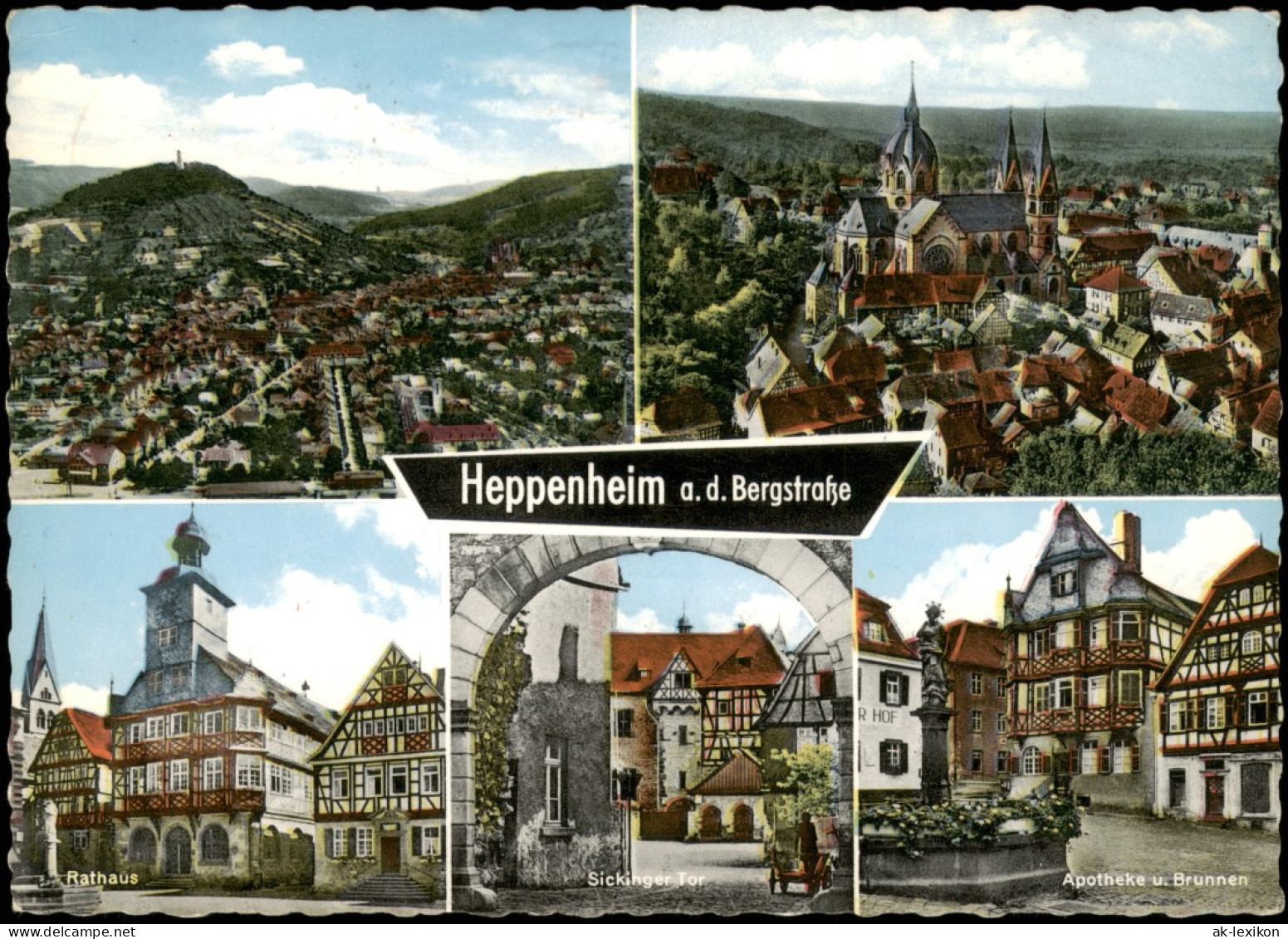 Ansichtskarte Heppenheim An Der Bergstraße Rathaus, Apotheke, Totale 1964 - Heppenheim