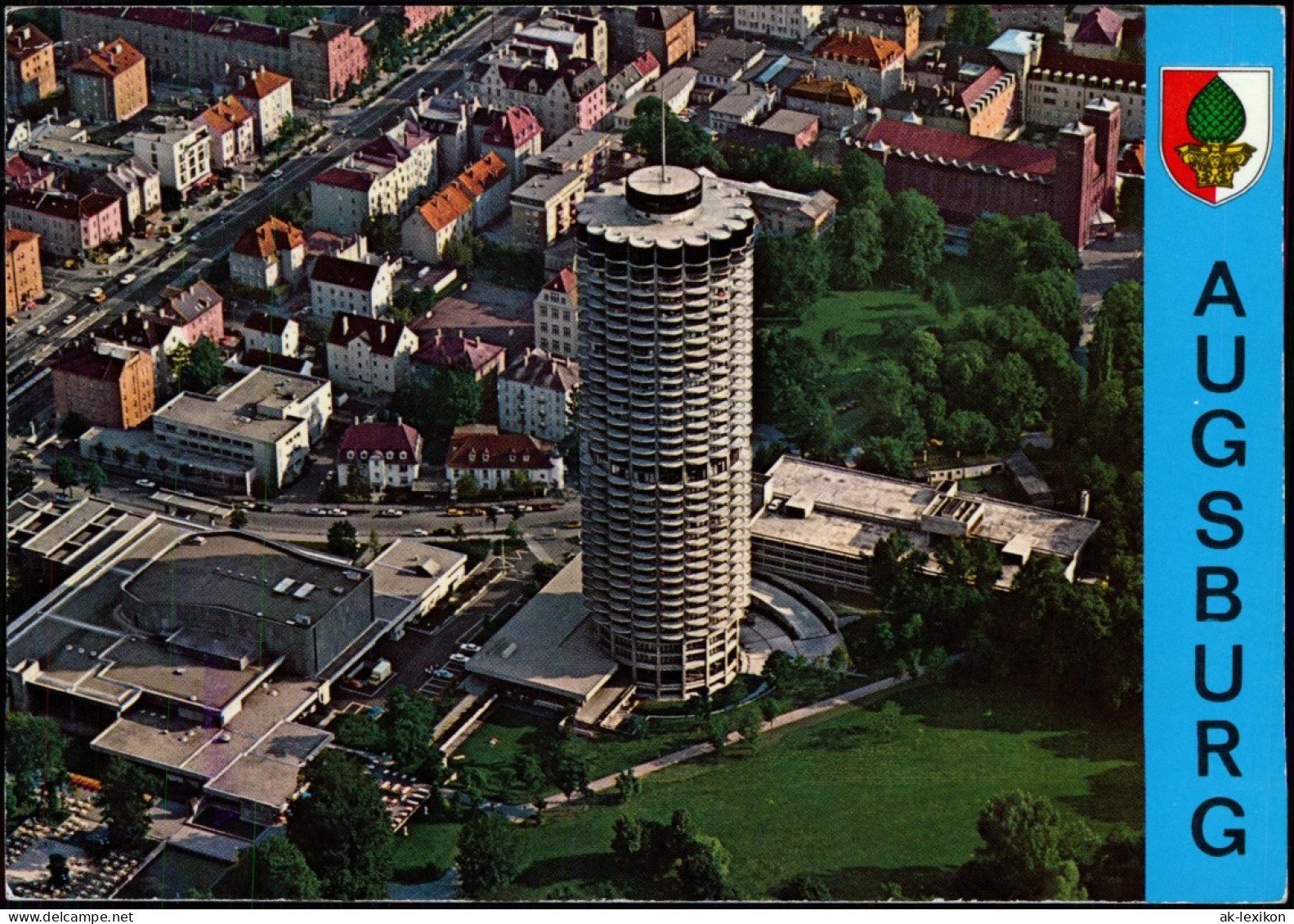 Ansichtskarte Augsburg Luftbild Hochhaus 1987 - Augsburg