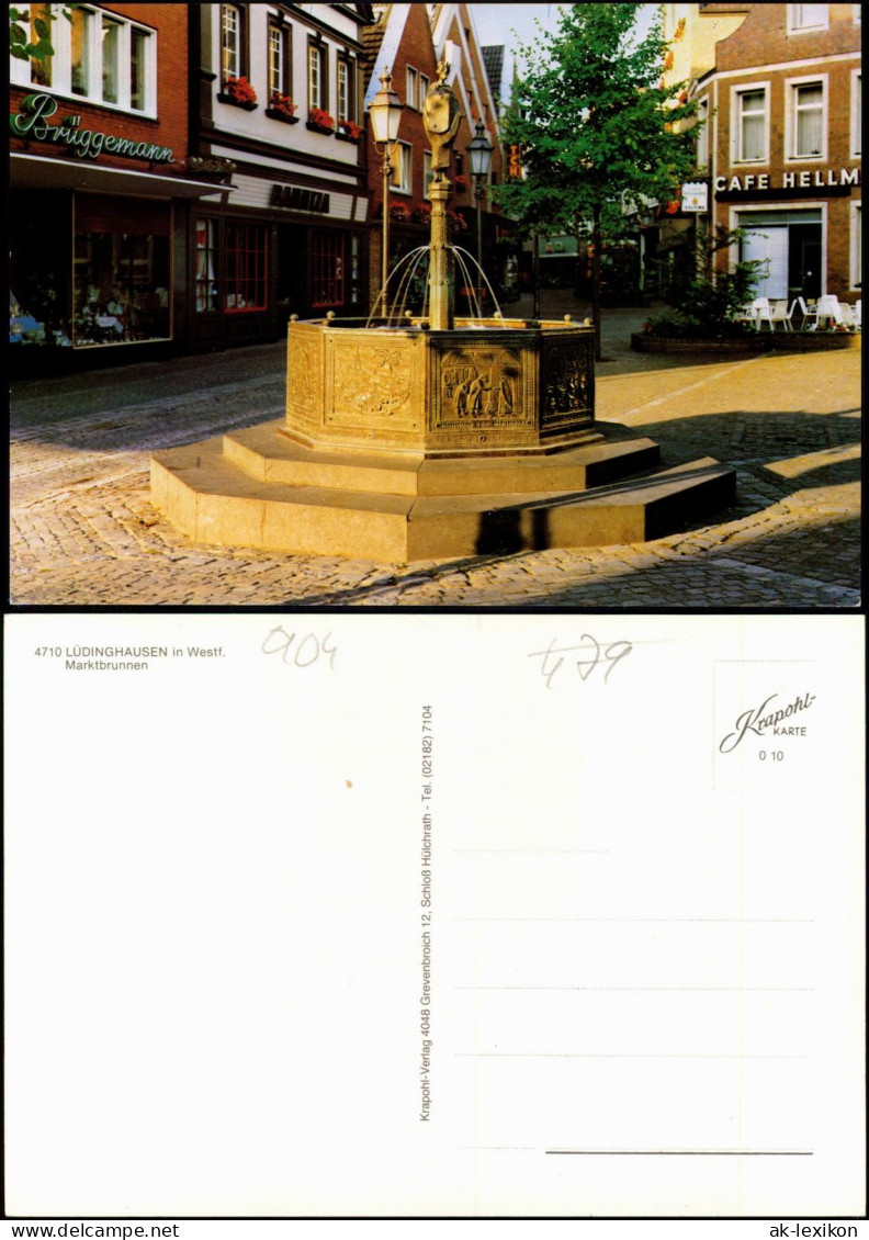 Ansichtskarte Lüdinghausen Marktbrunnen, Cafe - Geschäfte 1979 - Luedinghausen