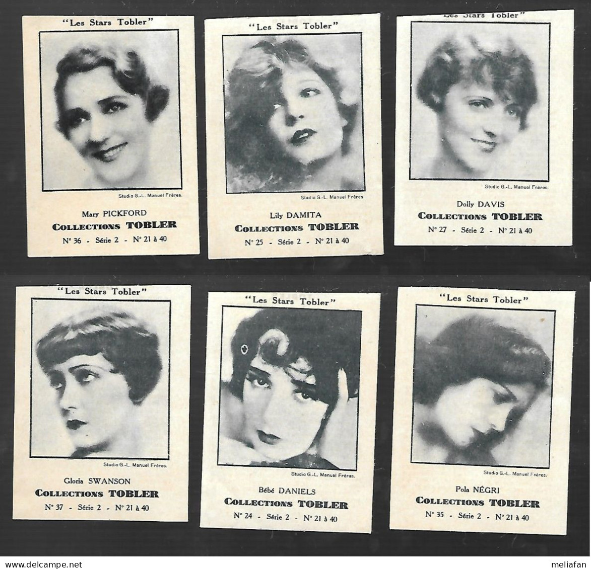 W696 - VIGNETTES CHCOLAT TOBLER - MARY PICKFORD - DOLLY DAVIS - LILY DAMITA - POLA NEGRI - BEBE DANIELS - GLORIA SWANSON - Fotos