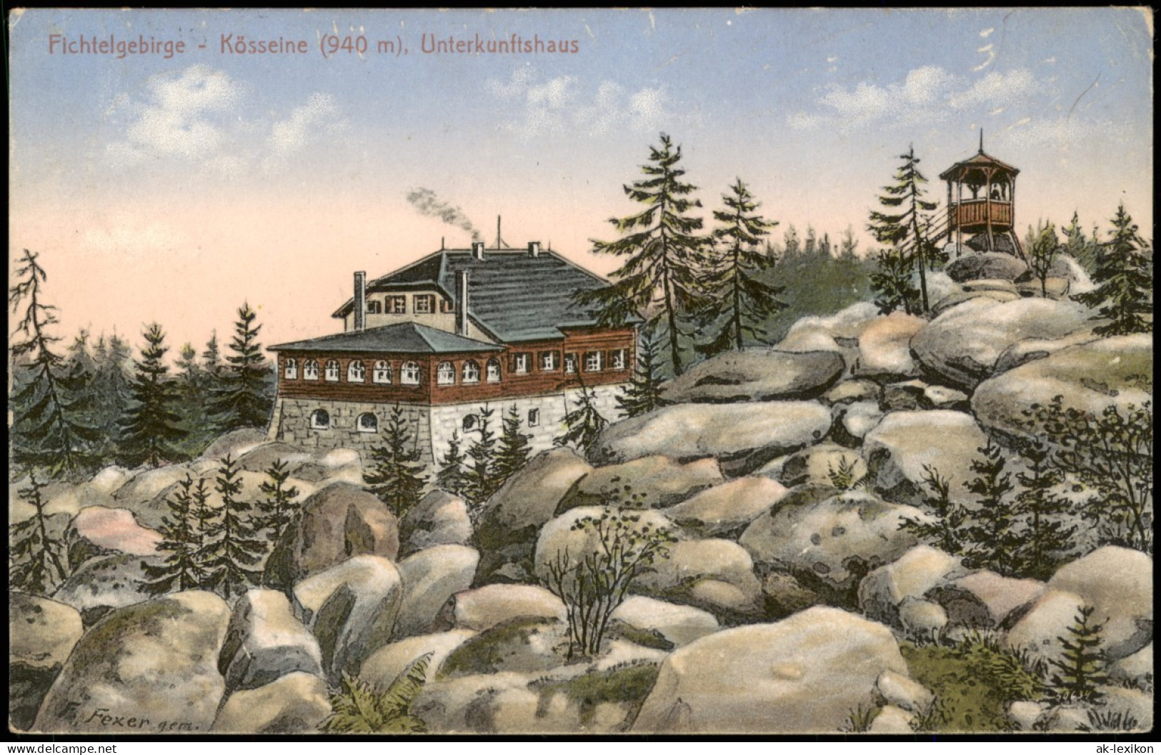 Wunsiedel (Fichtelgebirge) Kösseine (940 M). Unterkunftshaus, Künstlerkarte 1918 - Wunsiedel