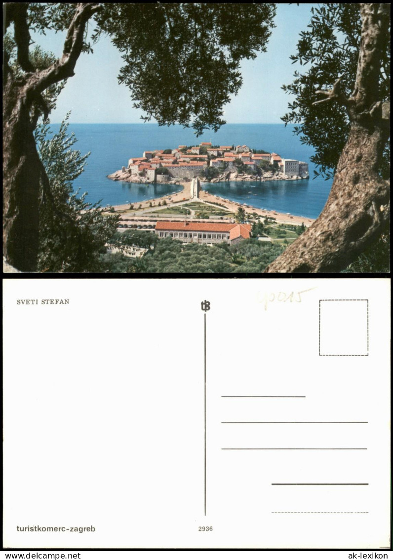 Postcard Budva Будва Budua Sveti Stefan 1981 - Montenegro