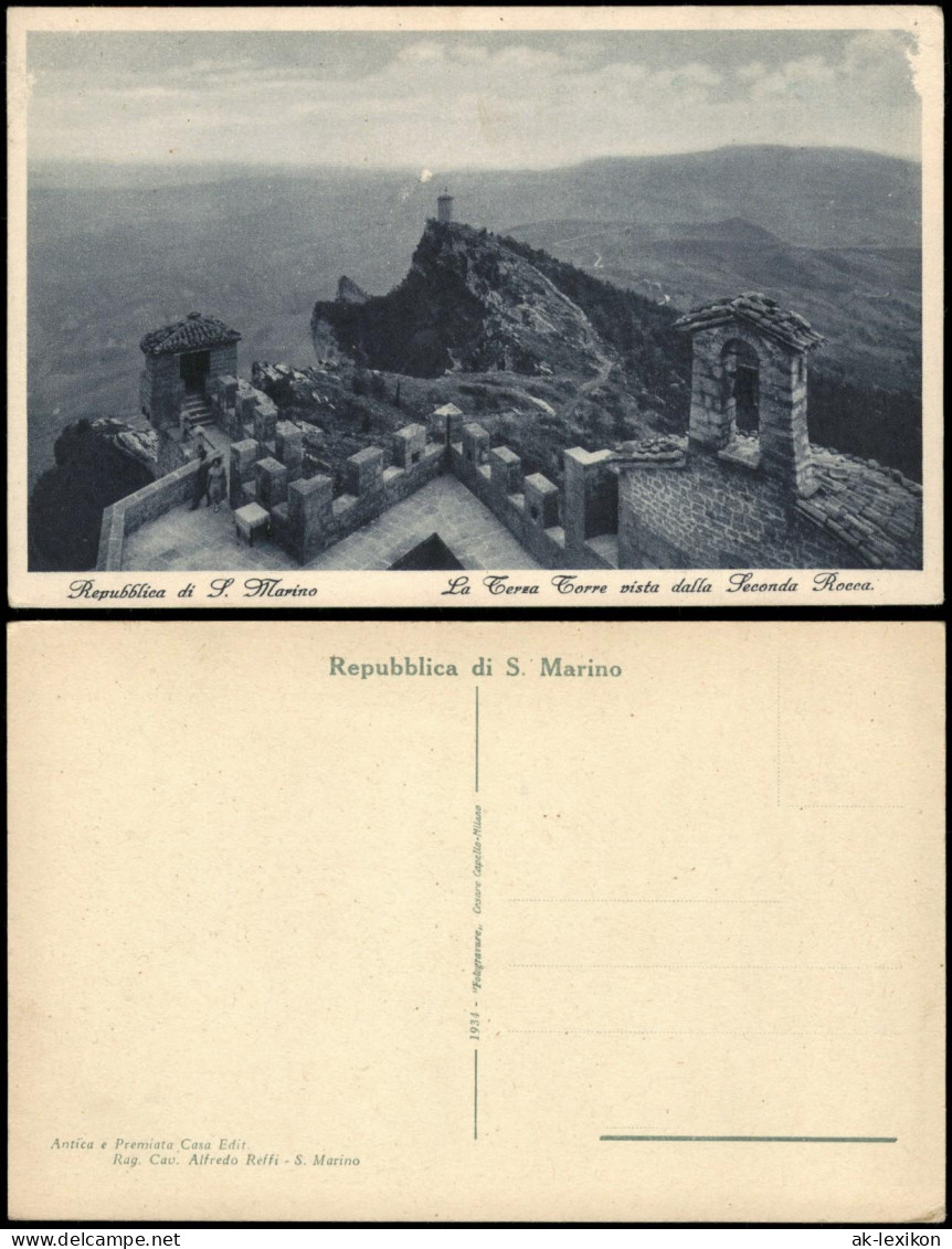 Postcard San Marino La Terra Corre Vista Dalla Seconda Rocea 1934 - San Marino