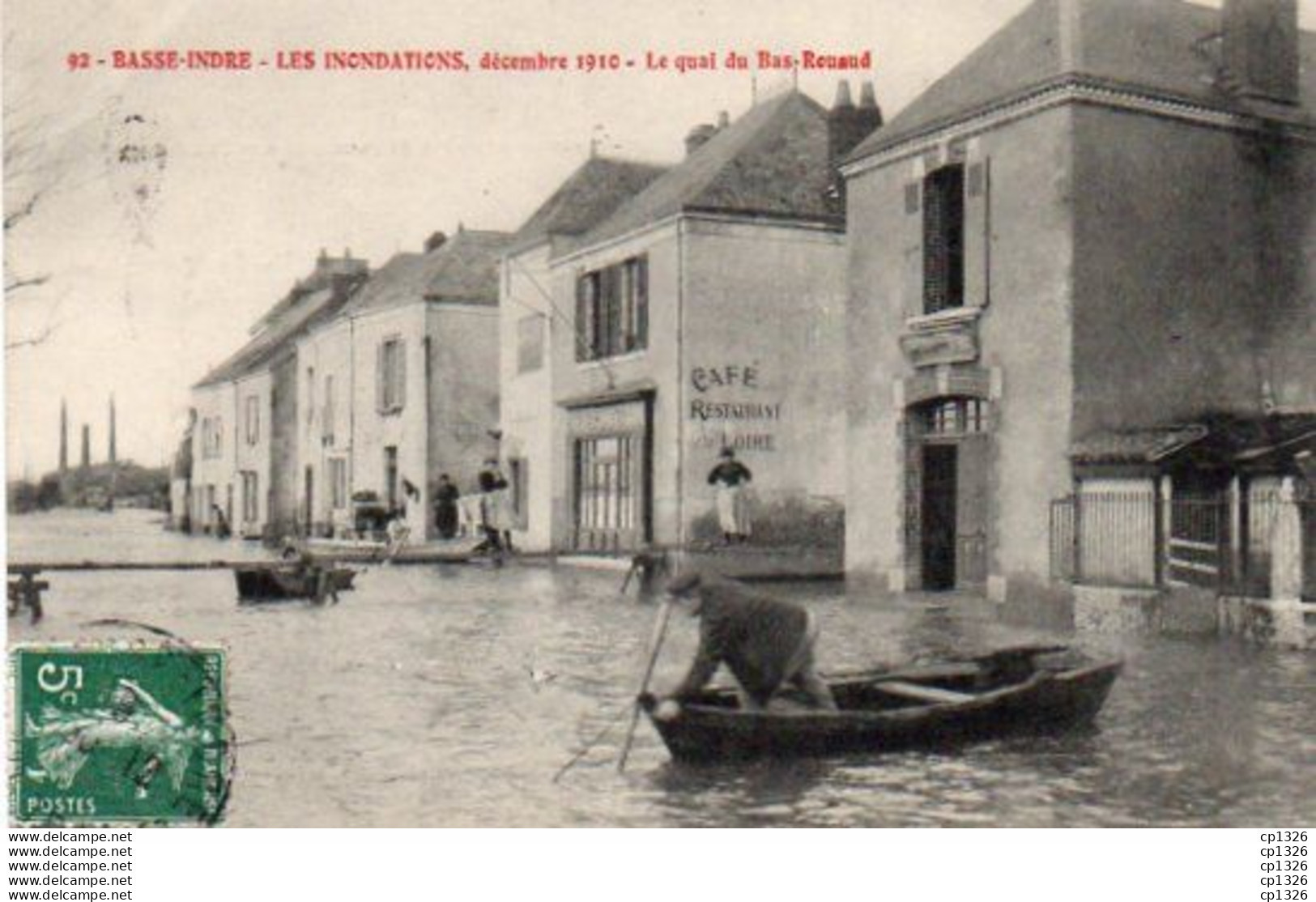 2V7Mz   44 Basse Indre Les Inondations 1910 Le Quai Du Bas Rouaud - Basse-Indre