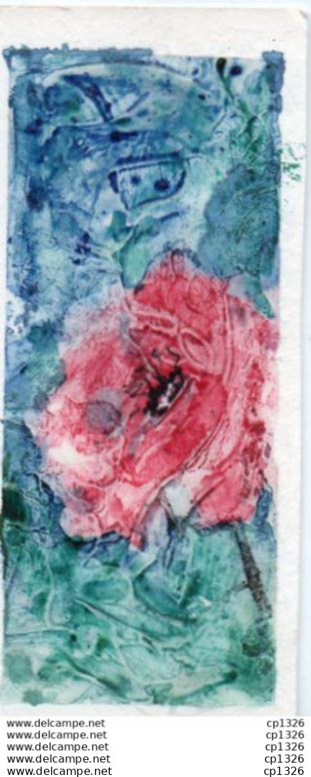 2V5Vl  Carte Peinte Main N°7 Marque Page Dessins Gouache Vernie Fleur Rose Oeillet - Autres & Non Classés
