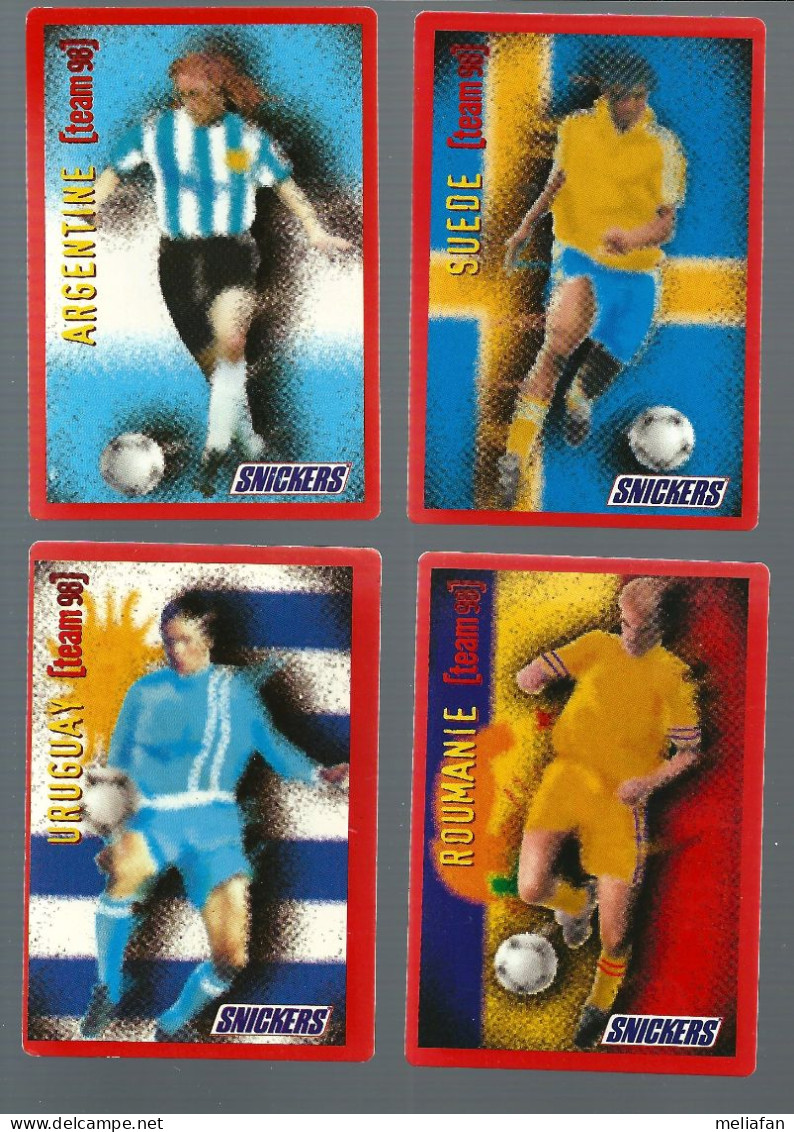 V299 - CARTES SNICKERS WORLD CUP 98 - SUEDE ARGENTINE ROUMANIE URUGUAY - Trading Cards
