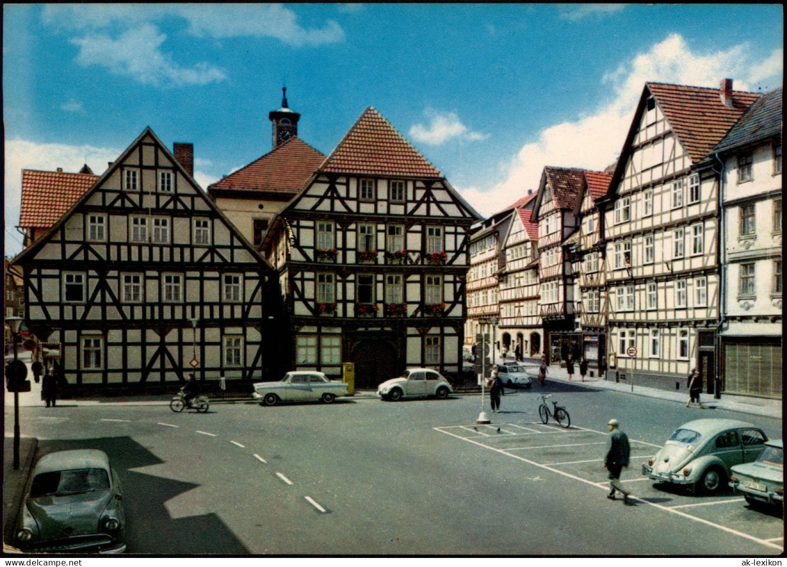 Ansichtskarte Eschwege Rathaus Parkplatz Mit Autos U.a. VW Käfer 1970 - Eschwege