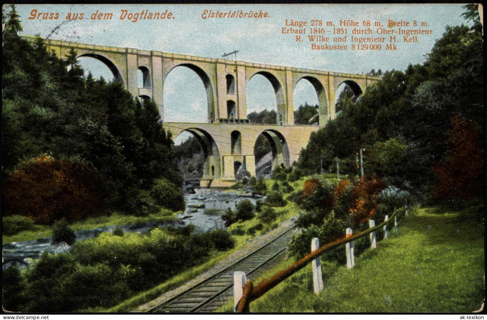 Ansichtskarte Jocketa-Pöhl Elstertalbrücke 1912  Gel. Stempel Plauen - Pöhl