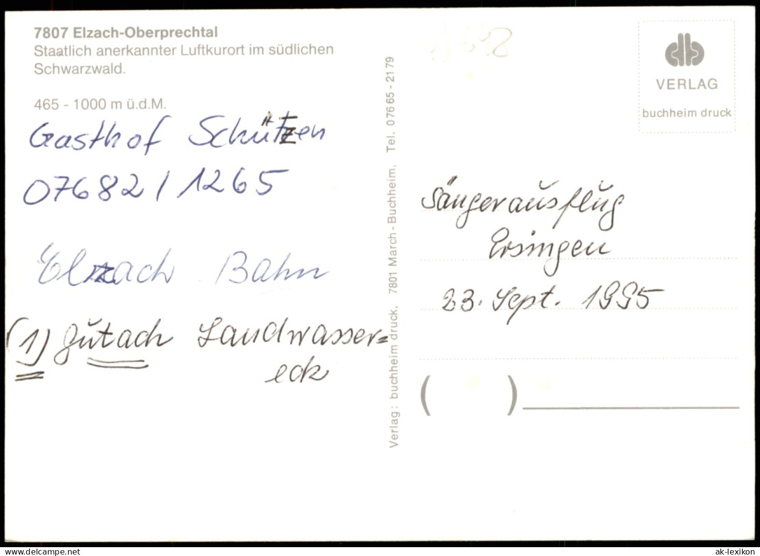 Prechtal-Elzach Gruß Aus Oberprechtal Schwarzwald Mehrbildkarte 1995 - Elzach