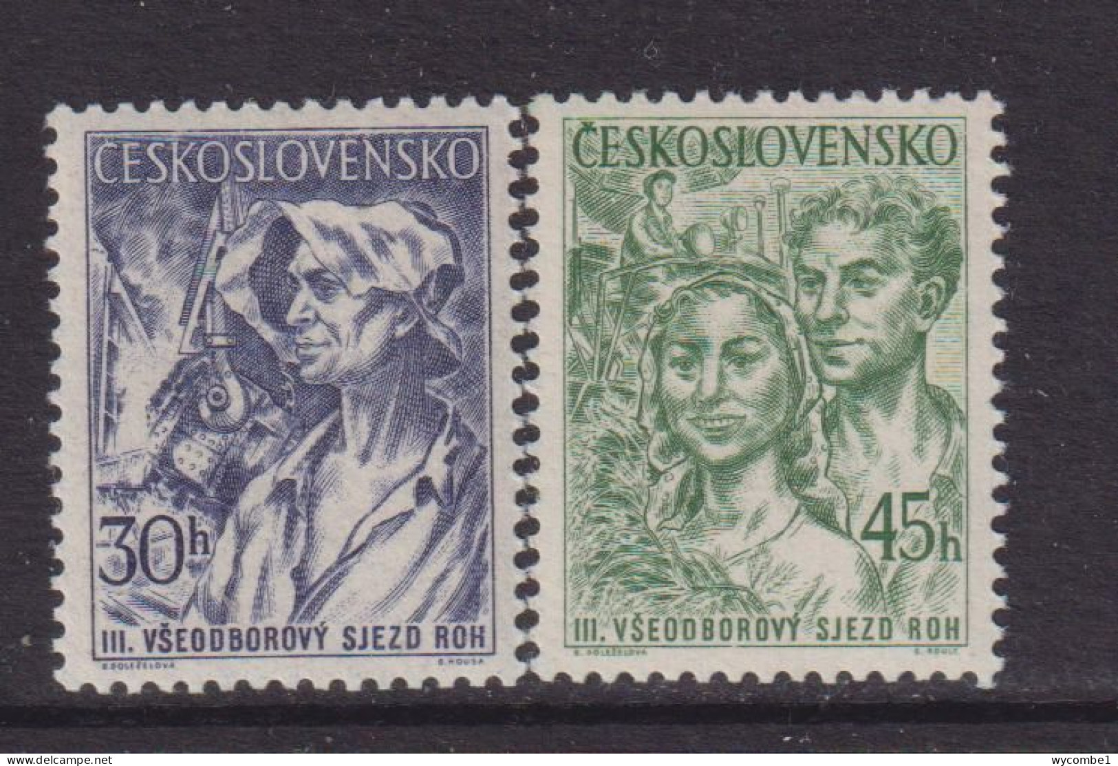 CZECHOSLOVAKIA  - 1955  Trade Union Congress  Set  Never Hinged Mint - Unused Stamps