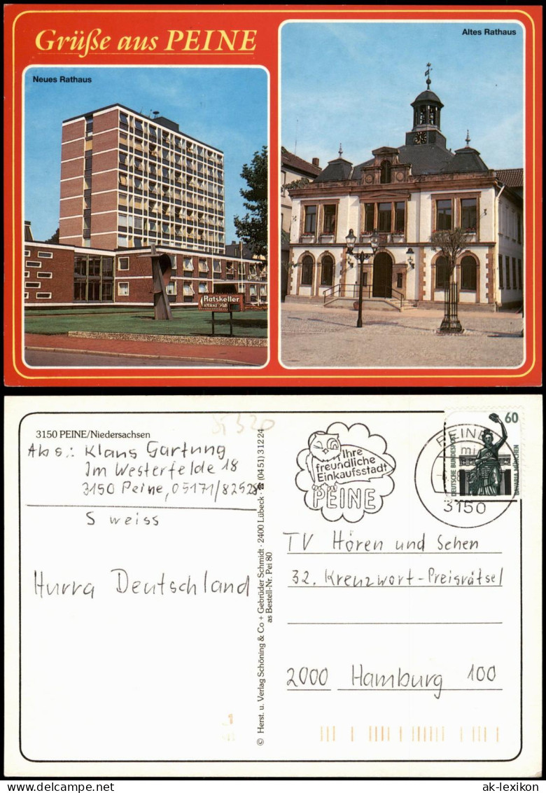 Ansichtskarte Peine 2 Bild Neues- Und Altes Rathaus 1990 - Peine