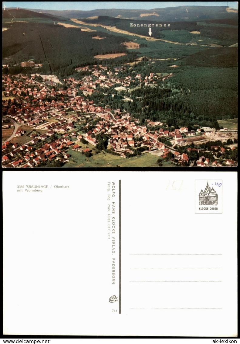 Ansichtskarte Braunlage Luftbild Mit Markeirung Der Zonengrenze 1985 - Braunlage