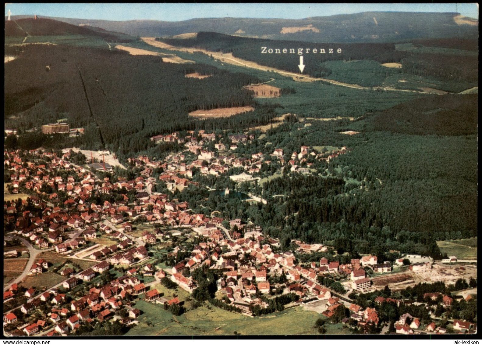 Ansichtskarte Braunlage Luftbild Mit Markeirung Der Zonengrenze 1985 - Braunlage