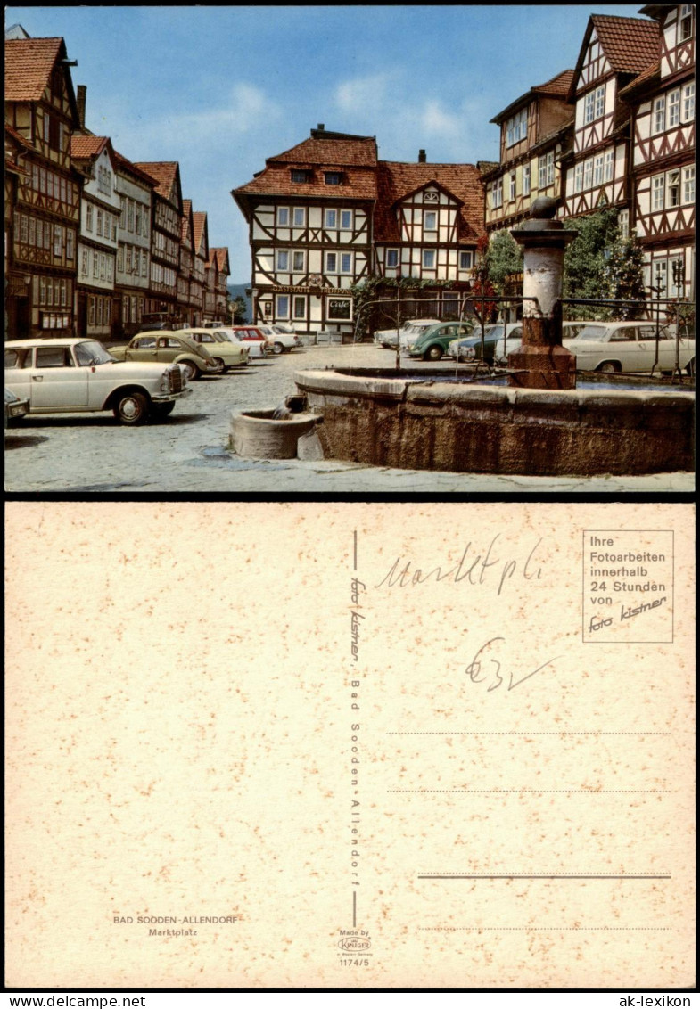 Bad Sooden-Allendorf Marktplatz Div. Auto-Modelle, U.a. VW Käfer, Mercedes 1965 - Bad Sooden-Allendorf