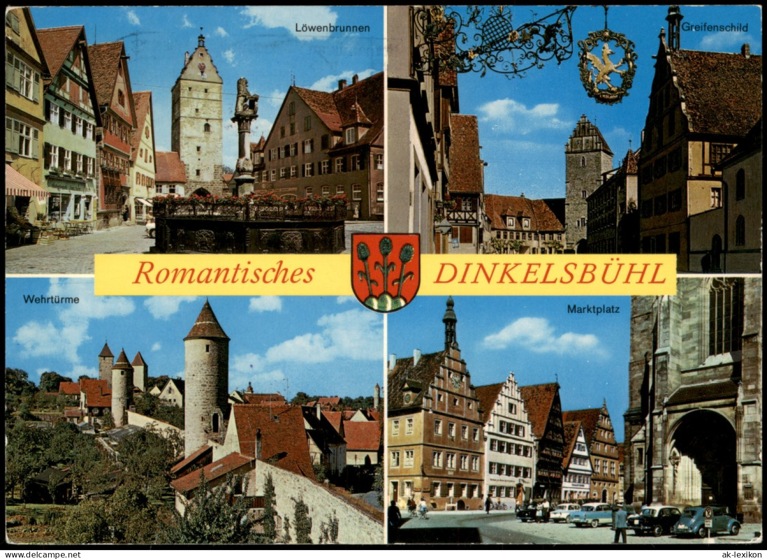 Dinkelsbühl Mehrbildkarte Mit 4 Ansichten Ua. Marktplatz Wehrtürme 1975 - Dinkelsbühl