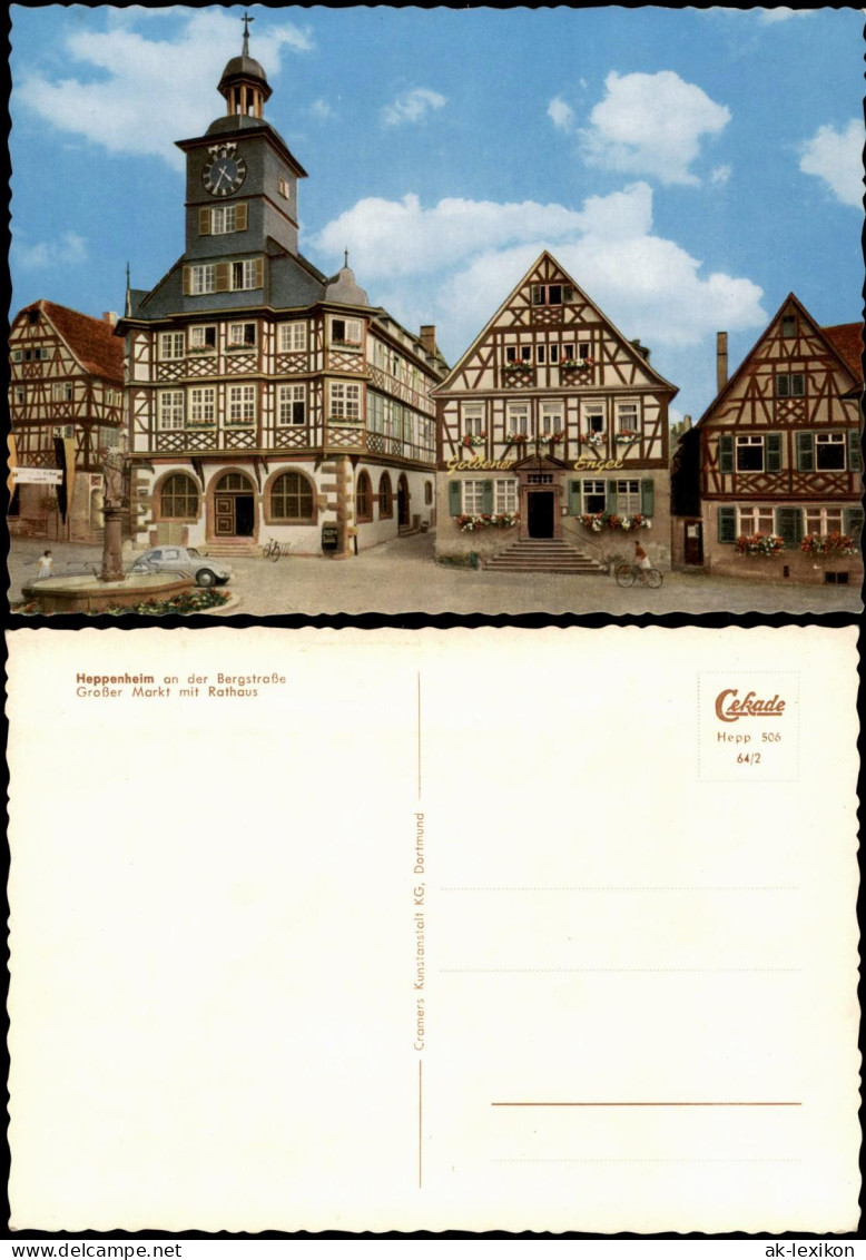 Ansichtskarte Heppenheim An Der Bergstraße Großer Markt Mit Rathaus 1964 - Heppenheim