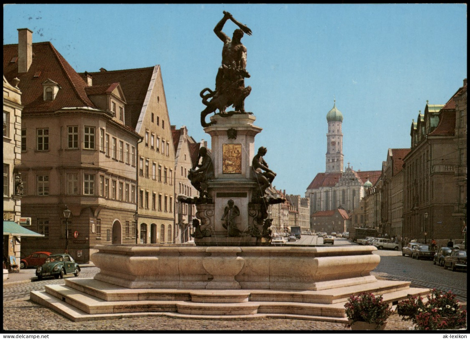 Augsburg Maximilianstraße Mit Herkulesbrunnen Und St. Ulrich, VW Käfer 1975 - Augsburg