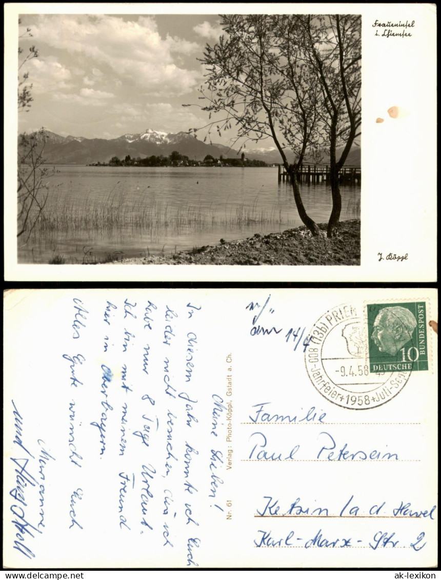 Ansichtskarte Chiemsee Fraueninsel - Chiemsee 1958 - Chiemgauer Alpen