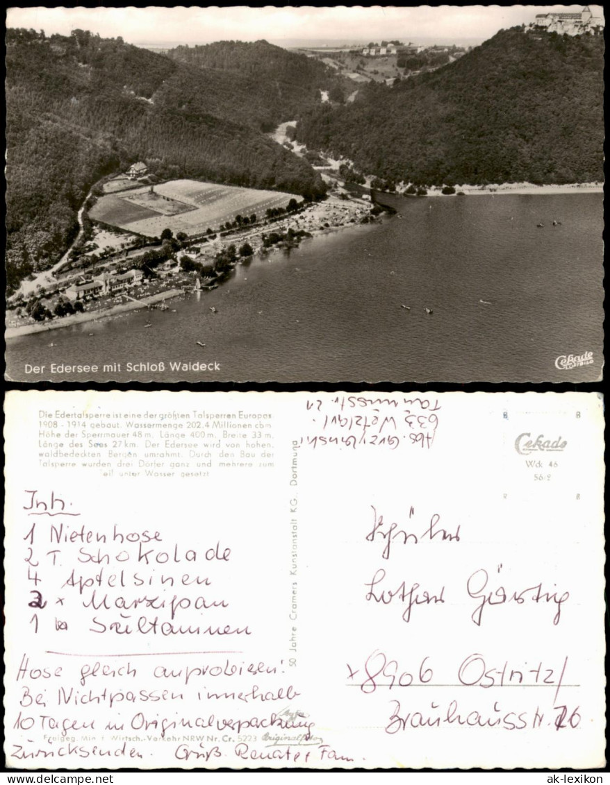 Waldeck (am Edersee) Der Edersee Mit Schloß Waldeck Luftbild 1956 - Waldeck