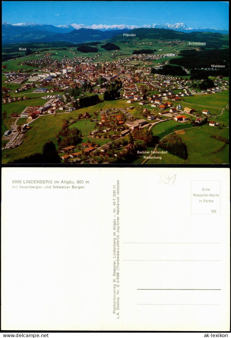 Lindenberg (Allgäu) Luftaufnahme, Allgäu Vorarlberger-   Schweizer Bergen 1980 - Lindenberg I. Allg.