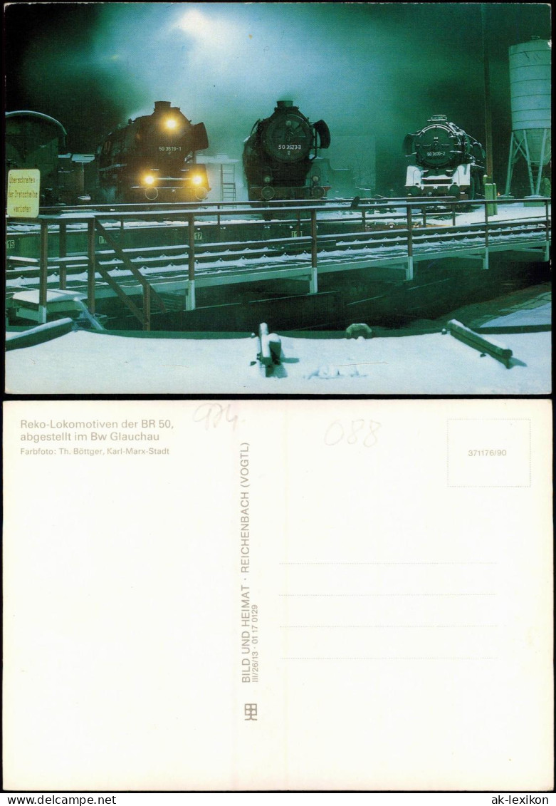 Glauchau Reko-Lokomotiven Der BR 50 Abgestellt Im Bw Glauchau- Winter  1990 - Glauchau