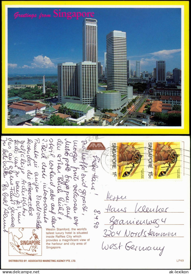 Postcard Singapur City View, Westin Stamford Luxury Hotel 1990 - Singapore