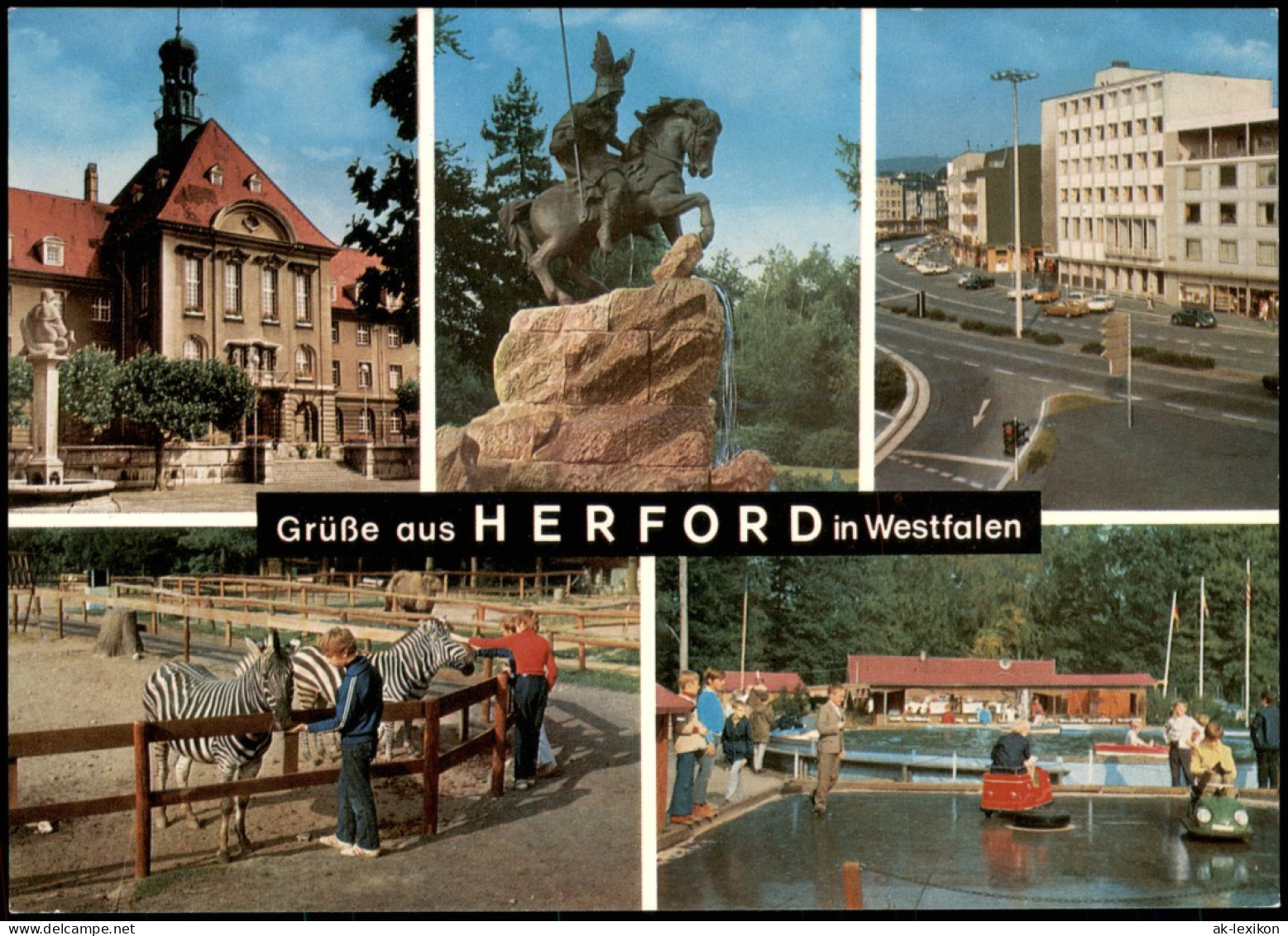 Herford Mehrbild-AK Wittekind-Denkmal, Berliner Straße,Kinderspielplatz 1980 - Herford