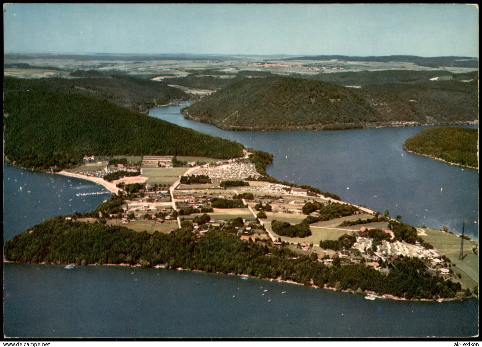 Ansichtskarte Waldeck (am Edersee) Luftbild Edertalsperre Insel Scheid 1970 - Waldeck