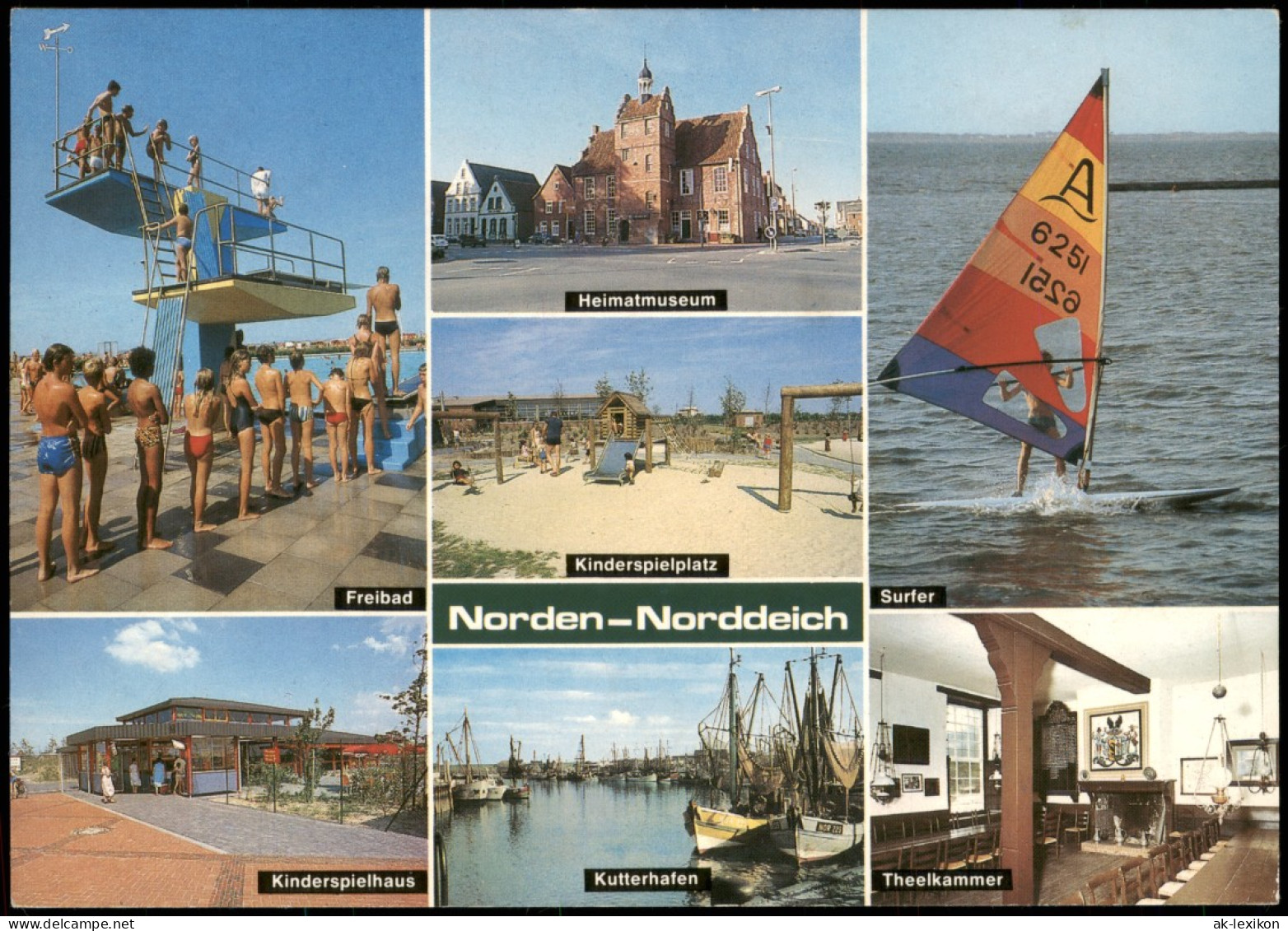 Norddeich-Norden MB Freibad, Kinder-Spielhaus, Kutter-Hafen, Theelkammer 1989 - Norden