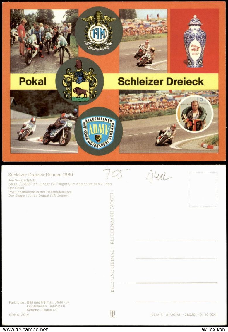 Ansichtskarte Schleiz Schleizer Dreieck Pokal Mehrbild Motorradrennen 1981 - Schleiz