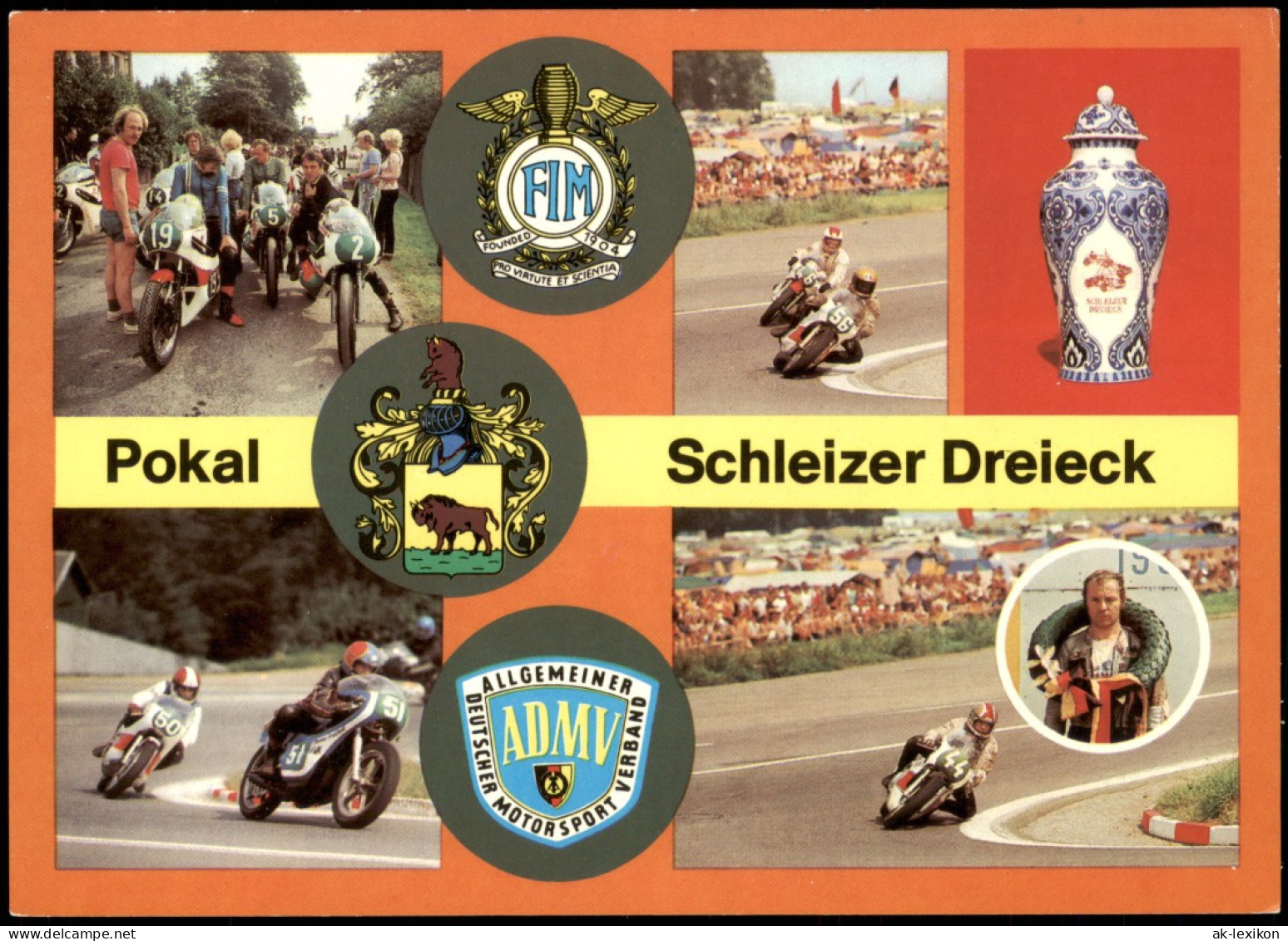 Ansichtskarte Schleiz Schleizer Dreieck Pokal Mehrbild Motorradrennen 1981 - Schleiz