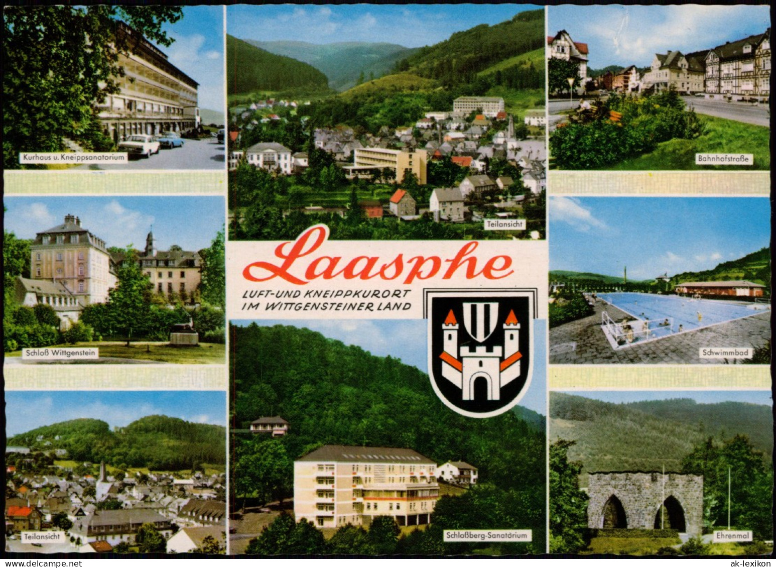 Bad Laasphe Mehrbildkarte Mit Bahnhofstraße, Schloß, Ehrenmal Uvm. 1970 - Bad Laasphe