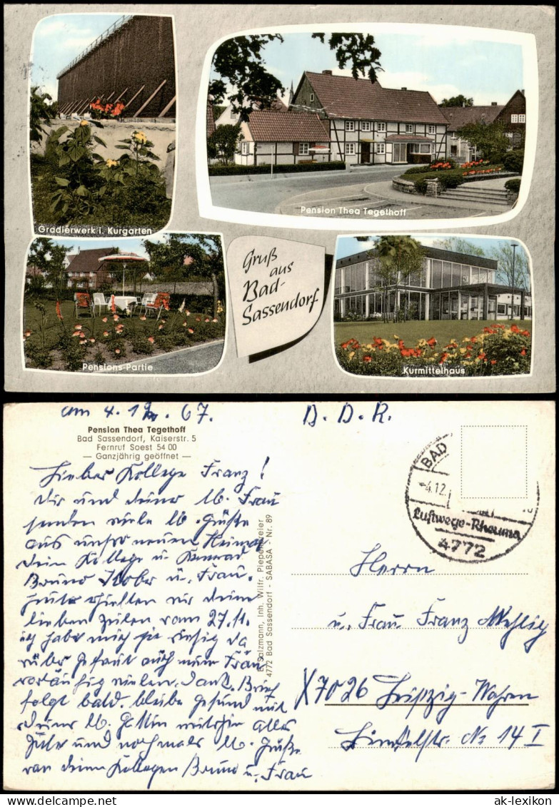 Ansichtskarte Bad Sassendorf Pension Thea Tegethoff 1969 - Bad Sassendorf