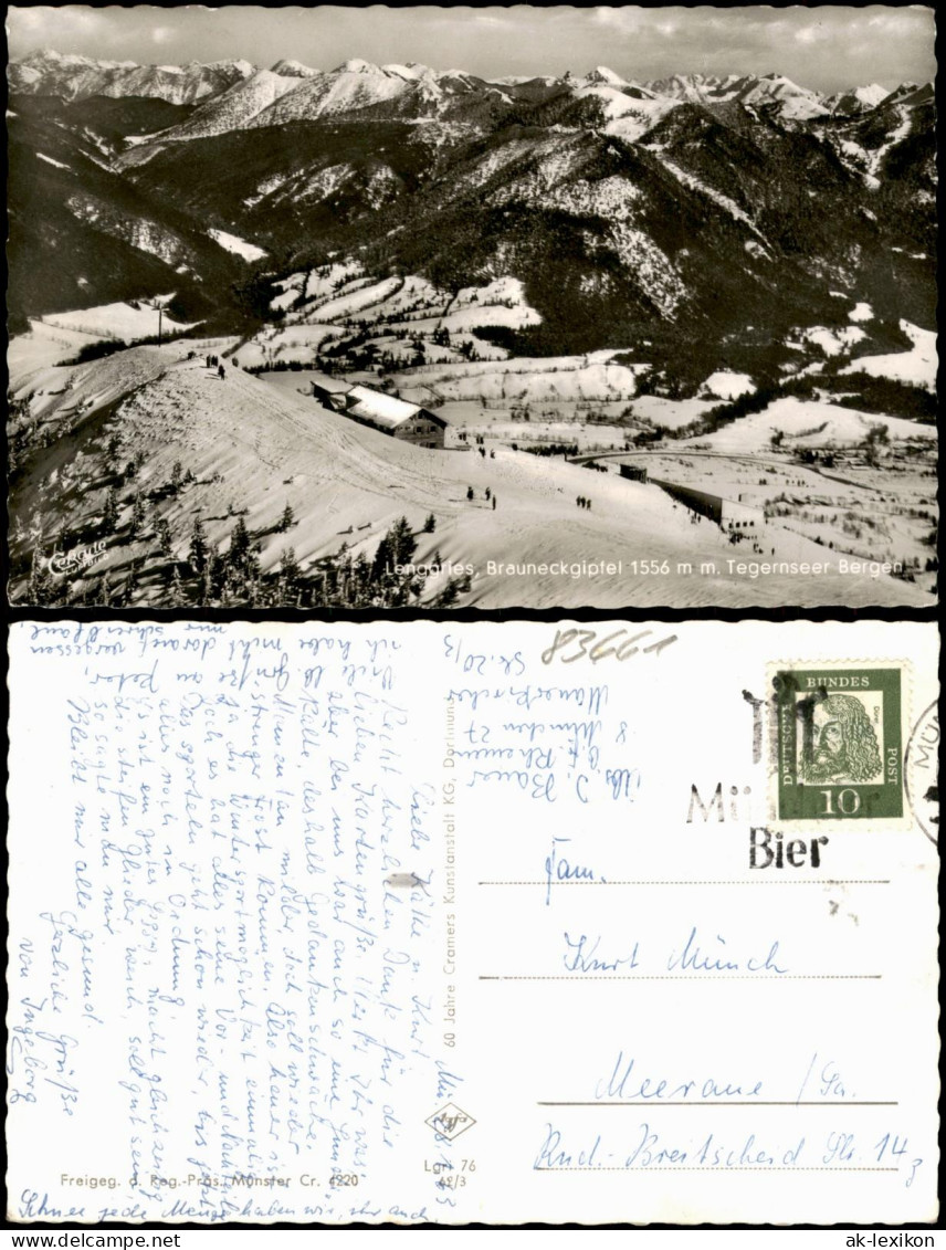 Ansichtskarte Lenggries Panorama Mit Brauneckgipfel Tegernseer Bergen 1962 - Lenggries